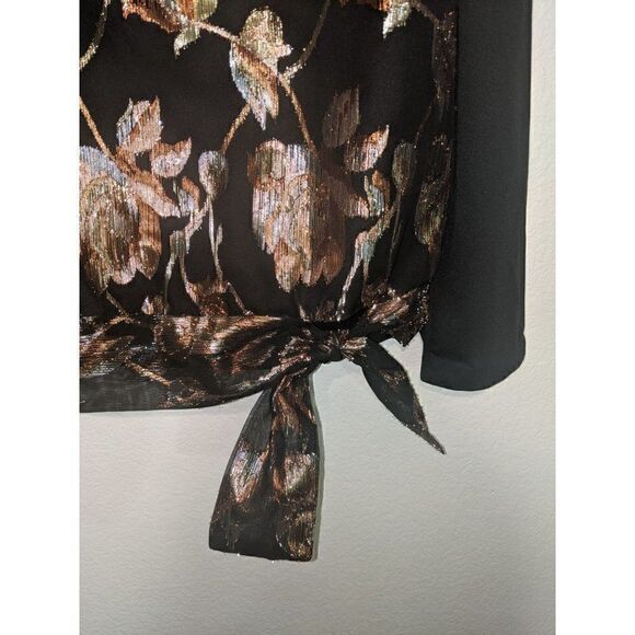 Vintage Another Thyme Black Top with Metallic Floral Motif Medium - Picture 6 of 11